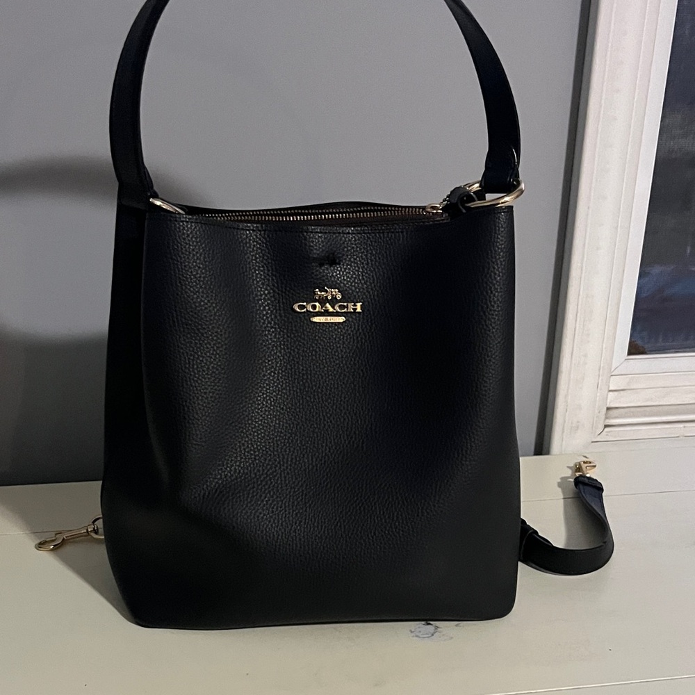 Coach Black Pebbled Leather Shoulder Bag